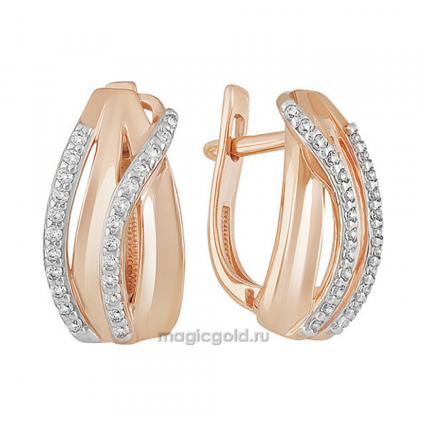 Золотые серьги с фианитом № 156098