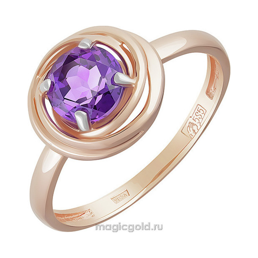 Золотое кольцо с аметистом № 160543