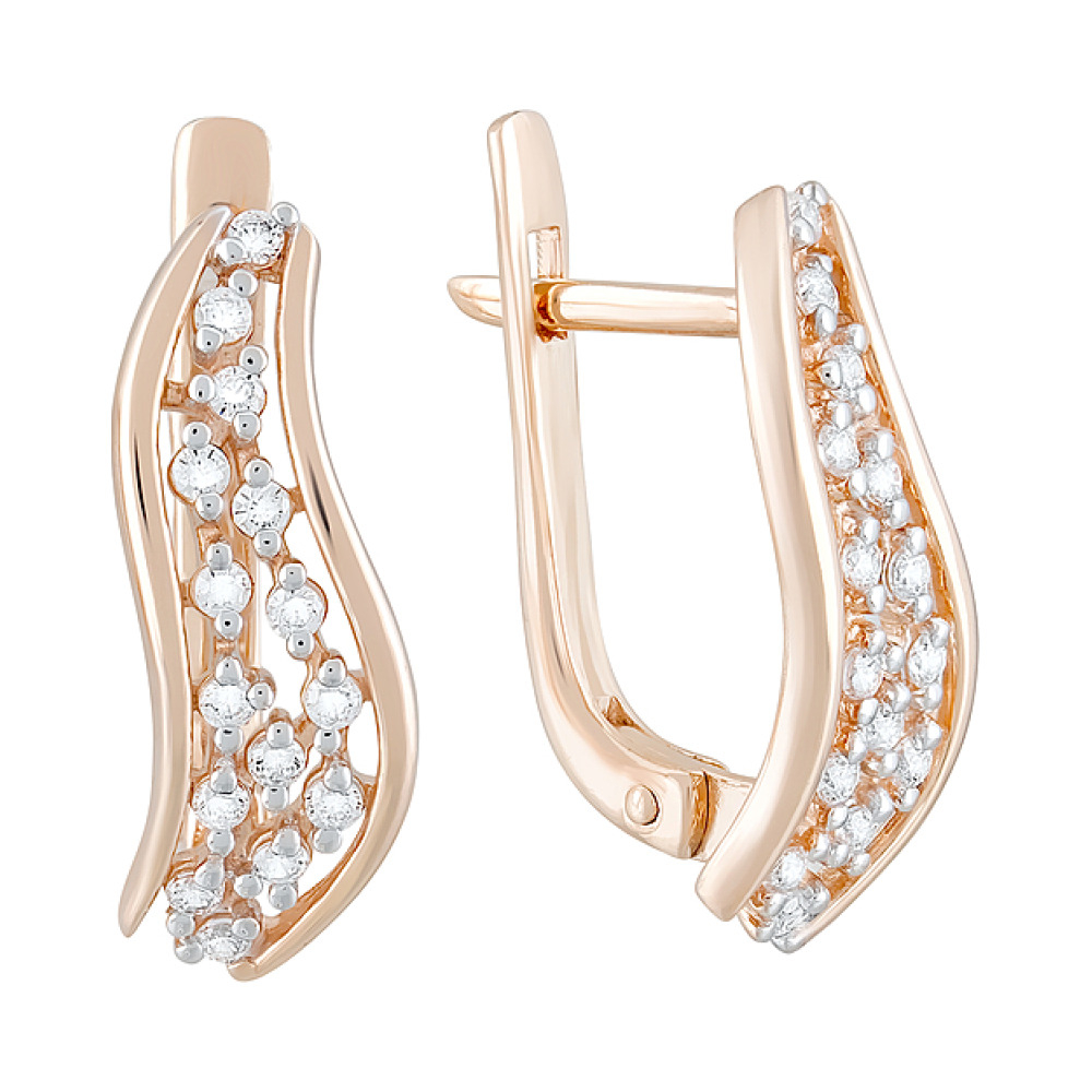 Золотые серьги с фианитами № 124750