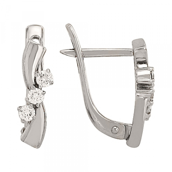 Золотые серьги с бриллиантом № 76948