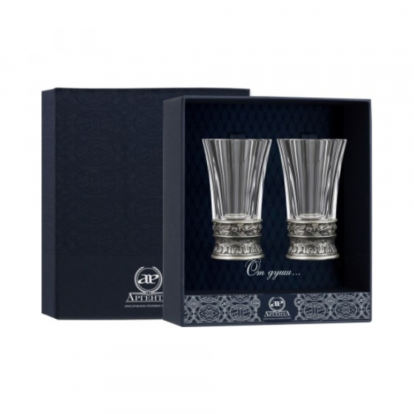 Набор стопок с хрустальной вставкой (2 пр)+футляр