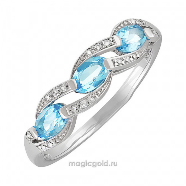 Серебряное кольцо с топазом и фианитом № 140106