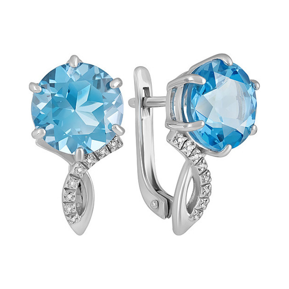 Серебряные серьги с топазом и фианитом № 134256