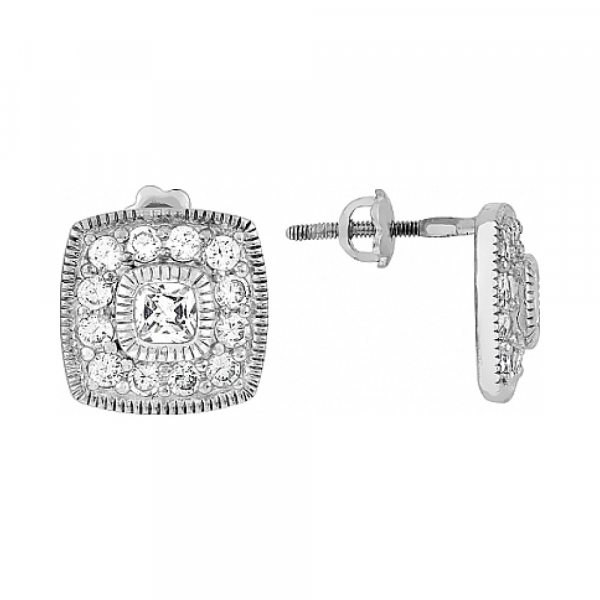 Серебряные серьги с фианитом № 110185