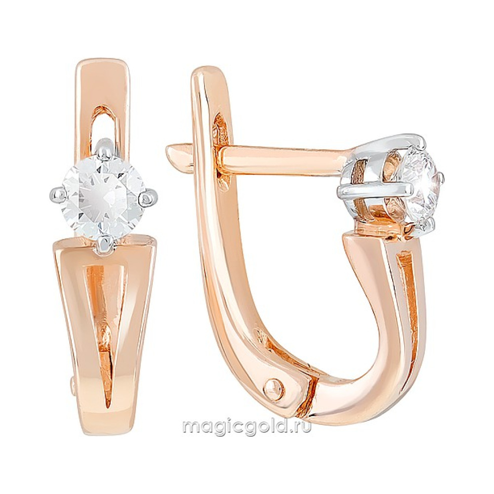 Золотые серьги с бриллиантом № 96029