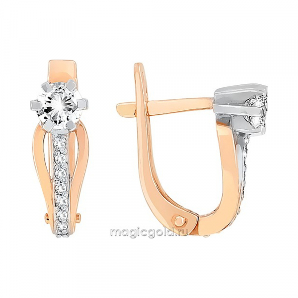 Золотые серьги с бриллиантом № 120266