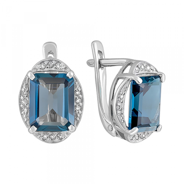 Золотые серьги с топазом и фианитом № 127566