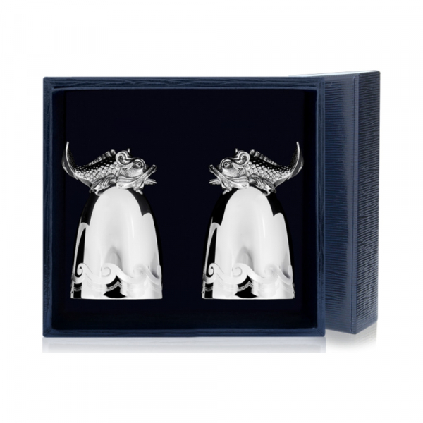 Набор серебряных стопок  Царь-Рыба  из 2 предметов