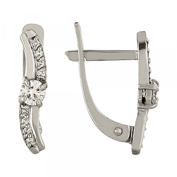 Золотые серьги с бриллиантом № 94890