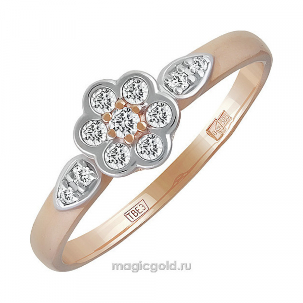 Золотое кольцо с фианитом № 139945