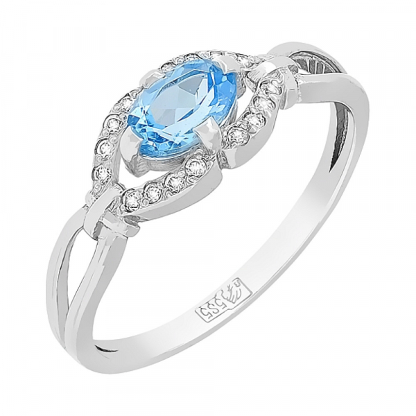 Золотое кольцо с топазом и фианитом № 95755