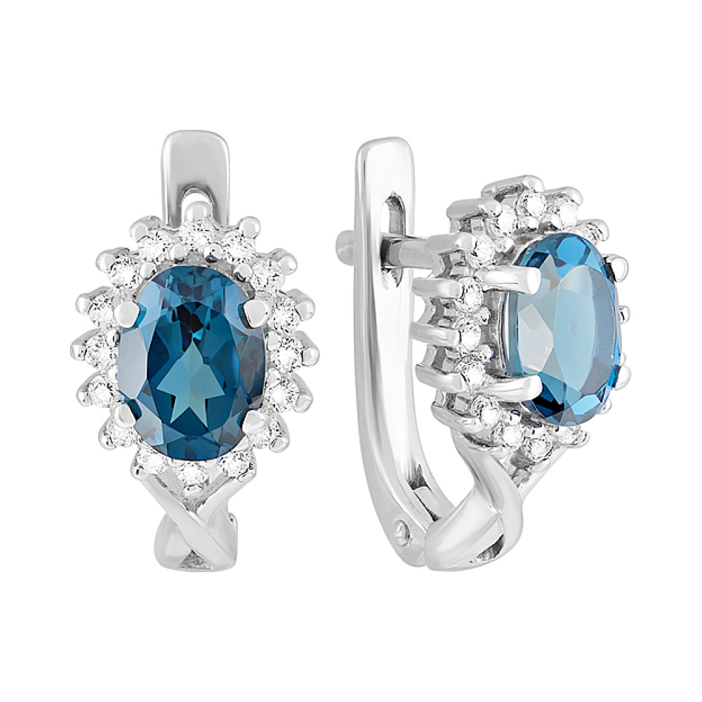 Золотые серьги с топазом и фианитом № 127542