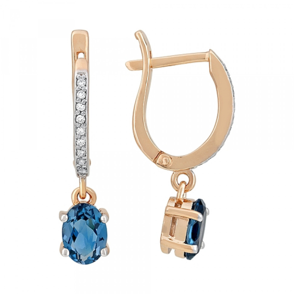 Золотые серьги с топазом и фианитом № 115384