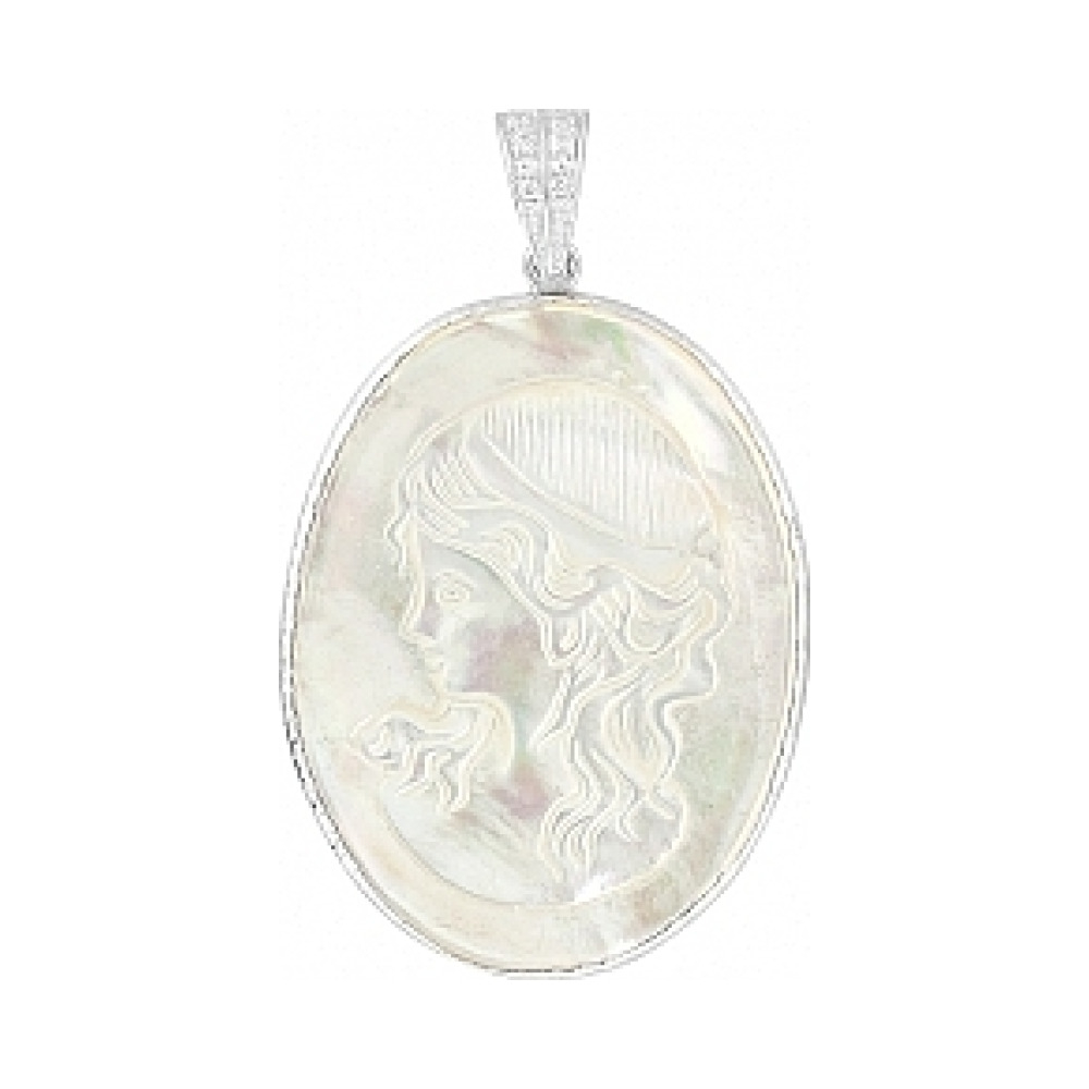 Серебряная подвеска с перламутром и фианитом № 114259