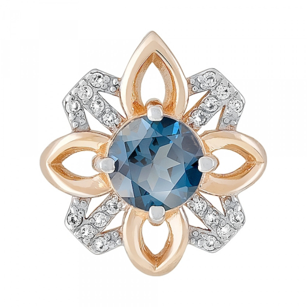 Золотая подвеска с топазом и фианитом № 119348