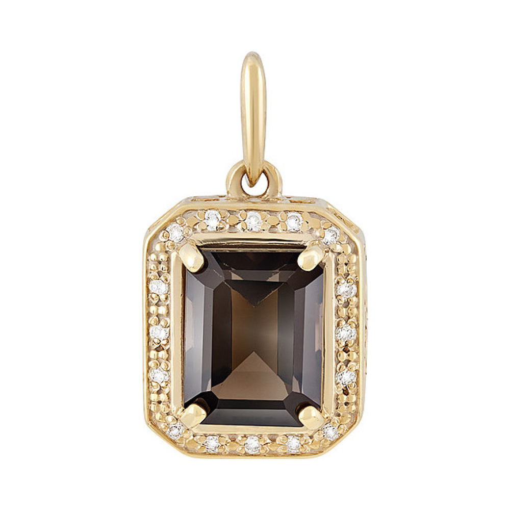 Серебряная подвеска с раухтопазом, фианитом и золотым покрытием № 132907