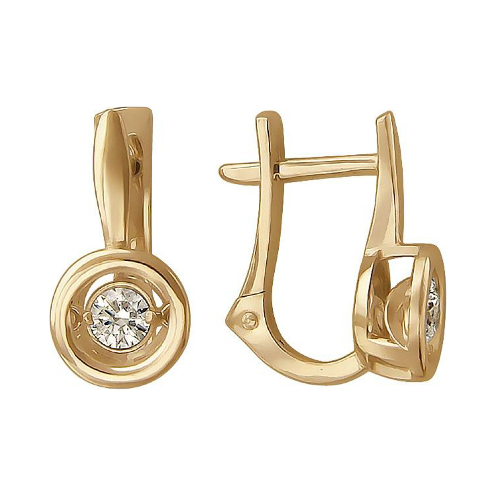 Золотые серьги с фианитом № 138426