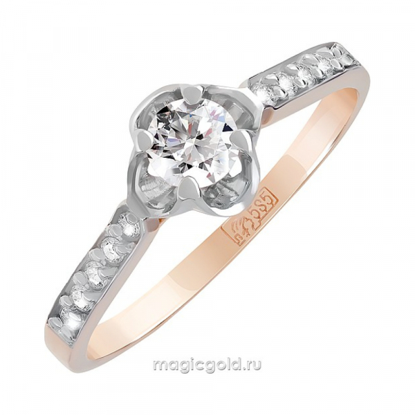 Золотое кольцо с бриллиантом № 128350