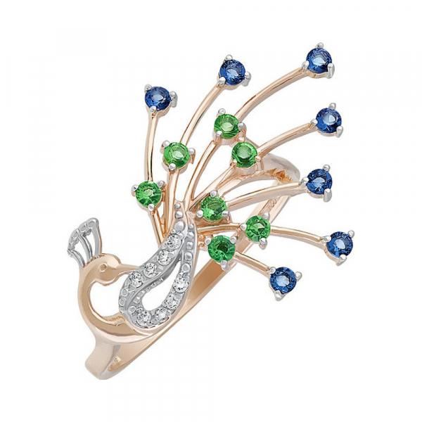 Золотое кольцо с фианитом № 135271