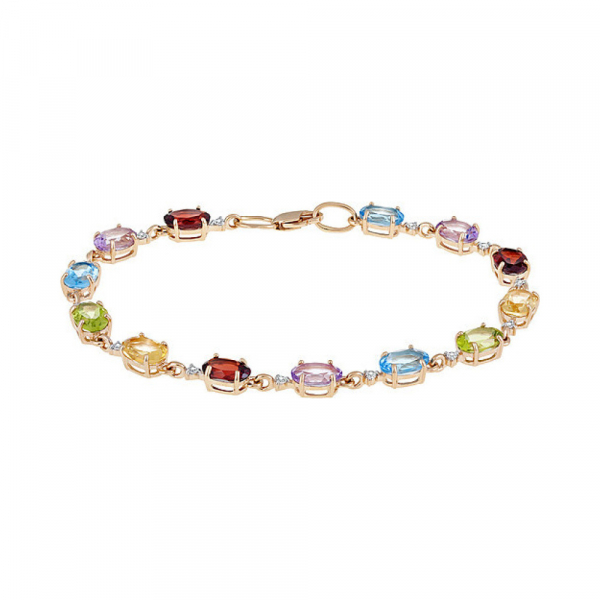 Золотой браслет с полудраг. вставками и фианитом № 122698