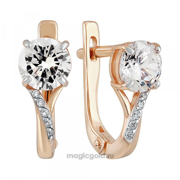 Золотые серьги с фианитом № 137797