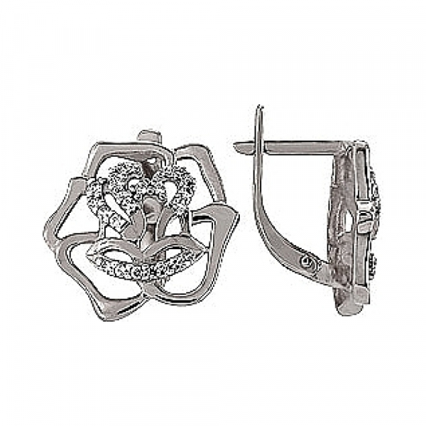 Золотые серьги с фианитом № 73201