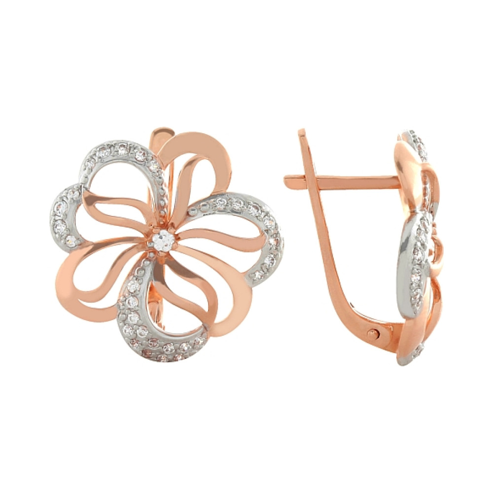 Золотые серьги с фианитами № 100313