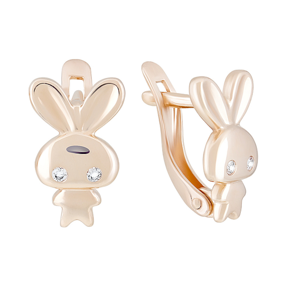 Золотые серьги с фианитами № 124305