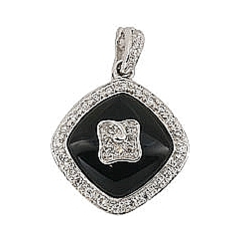 Серебряная подвеска с агатом и фианитом № 68521