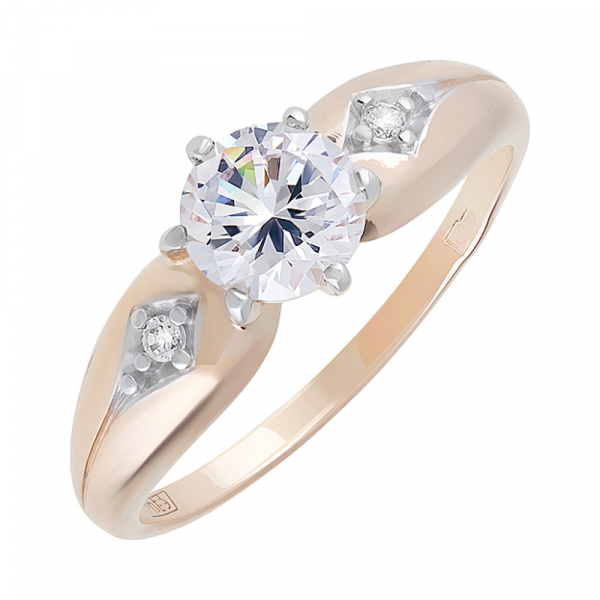 Золотое кольцо с фианитами № 128419