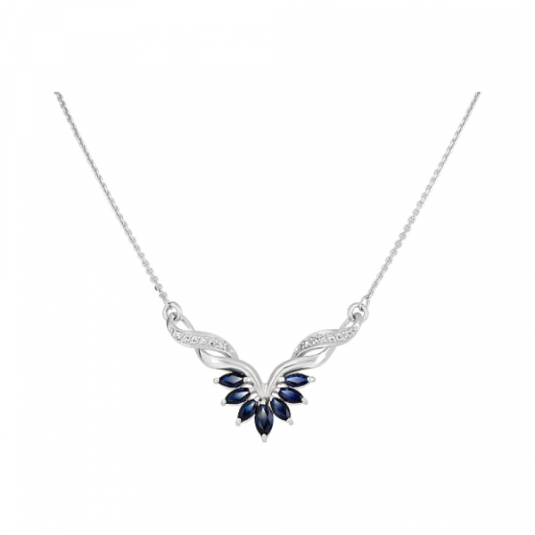 Золотое колье с сапфиром и фианитом № 121625