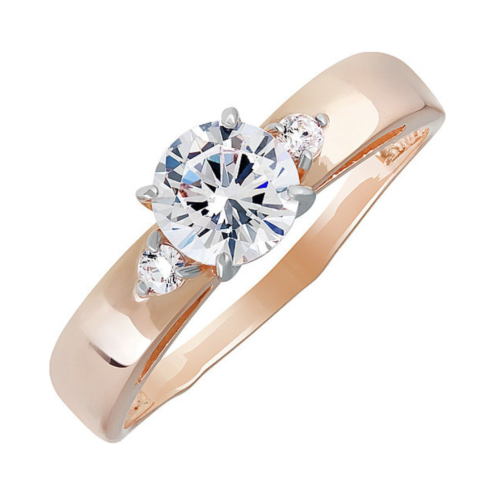 Золотое кольцо с фианитом № 138039