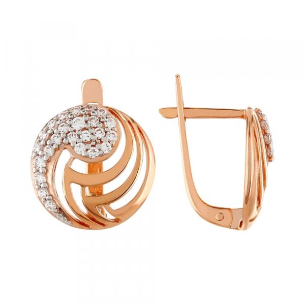 Золотые серьги с фианитами № 104228