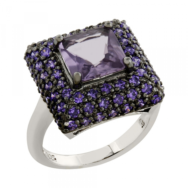 Серебряное кольцо с фианитом № 75747