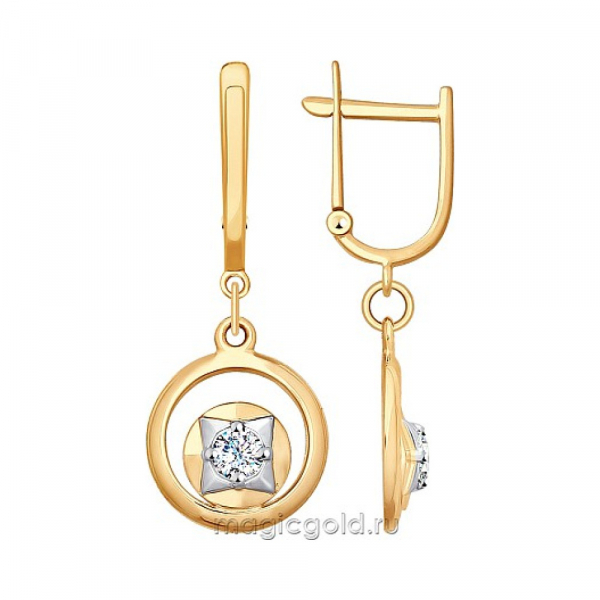 Золотые серьги с фианитом № 163967