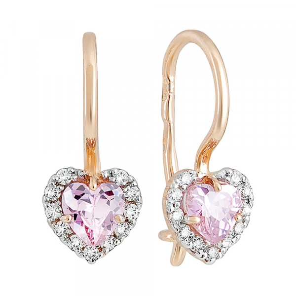 Золотые серьги с фианитом № 129786