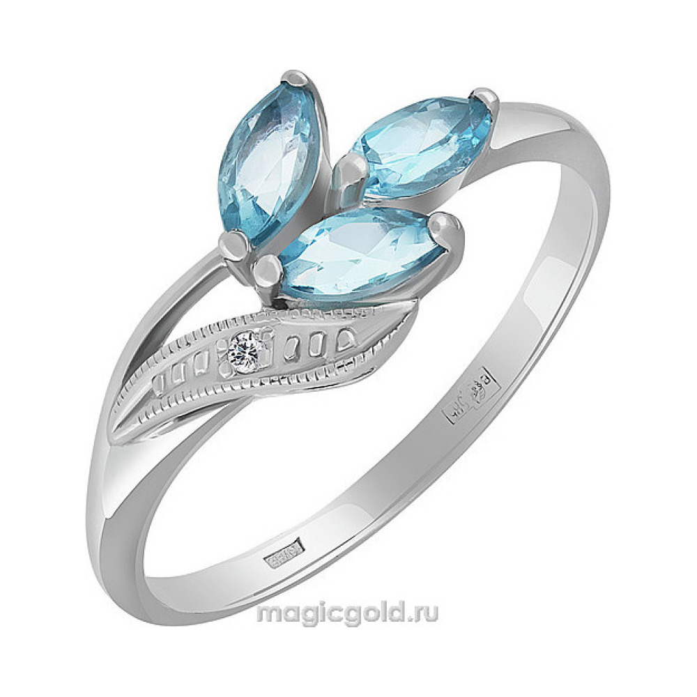 Золотое кольцо с топазом и фианитами № 25147