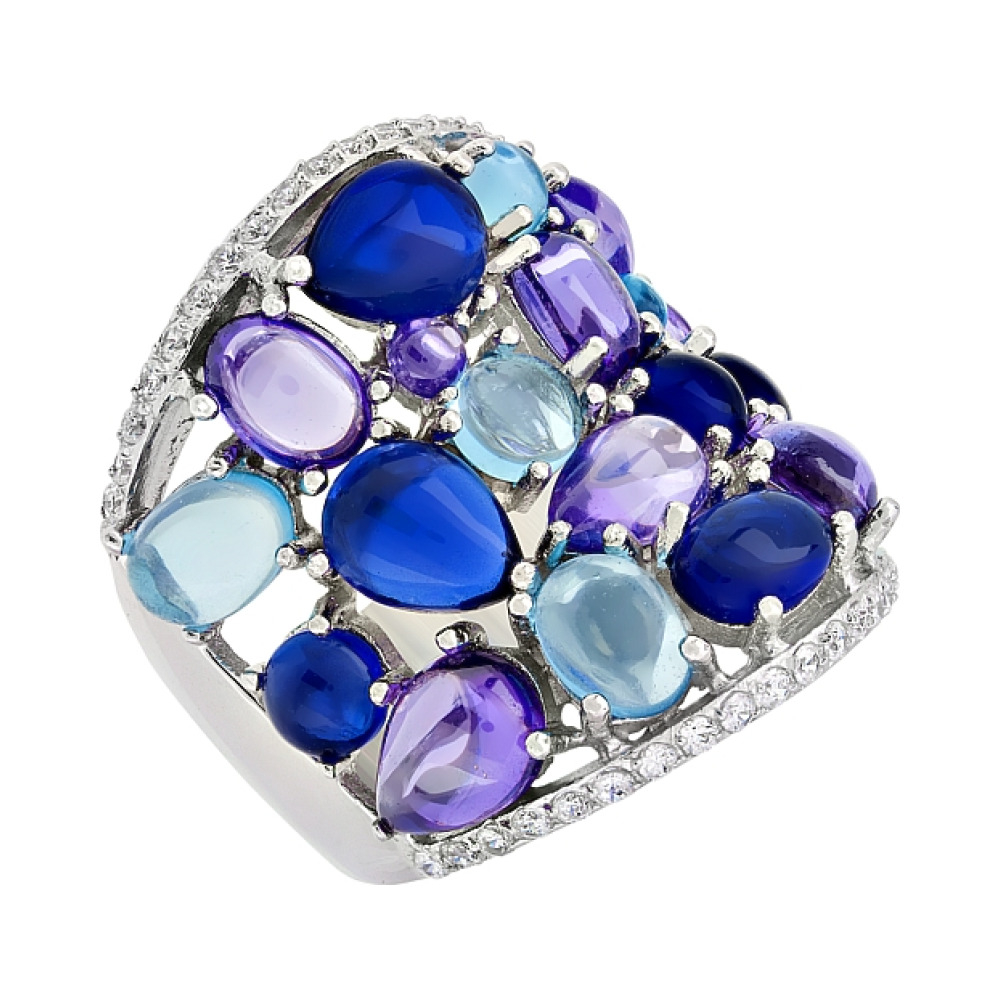 Серебряное кольцо с фианитами № 115640