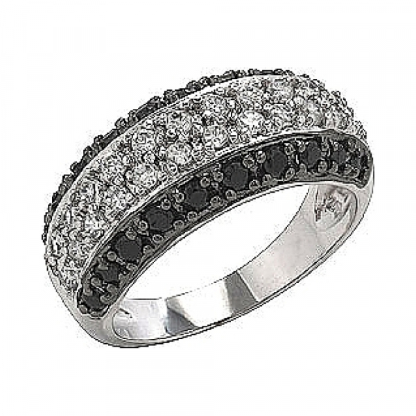 Серебряное кольцо с фианитом № 75056