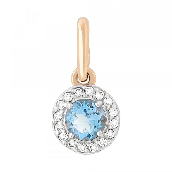 Золотая подвеска с топазом и фианитом № 103563
