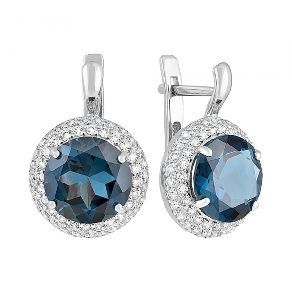 Золотые серьги с топазом и фианитом № 128501