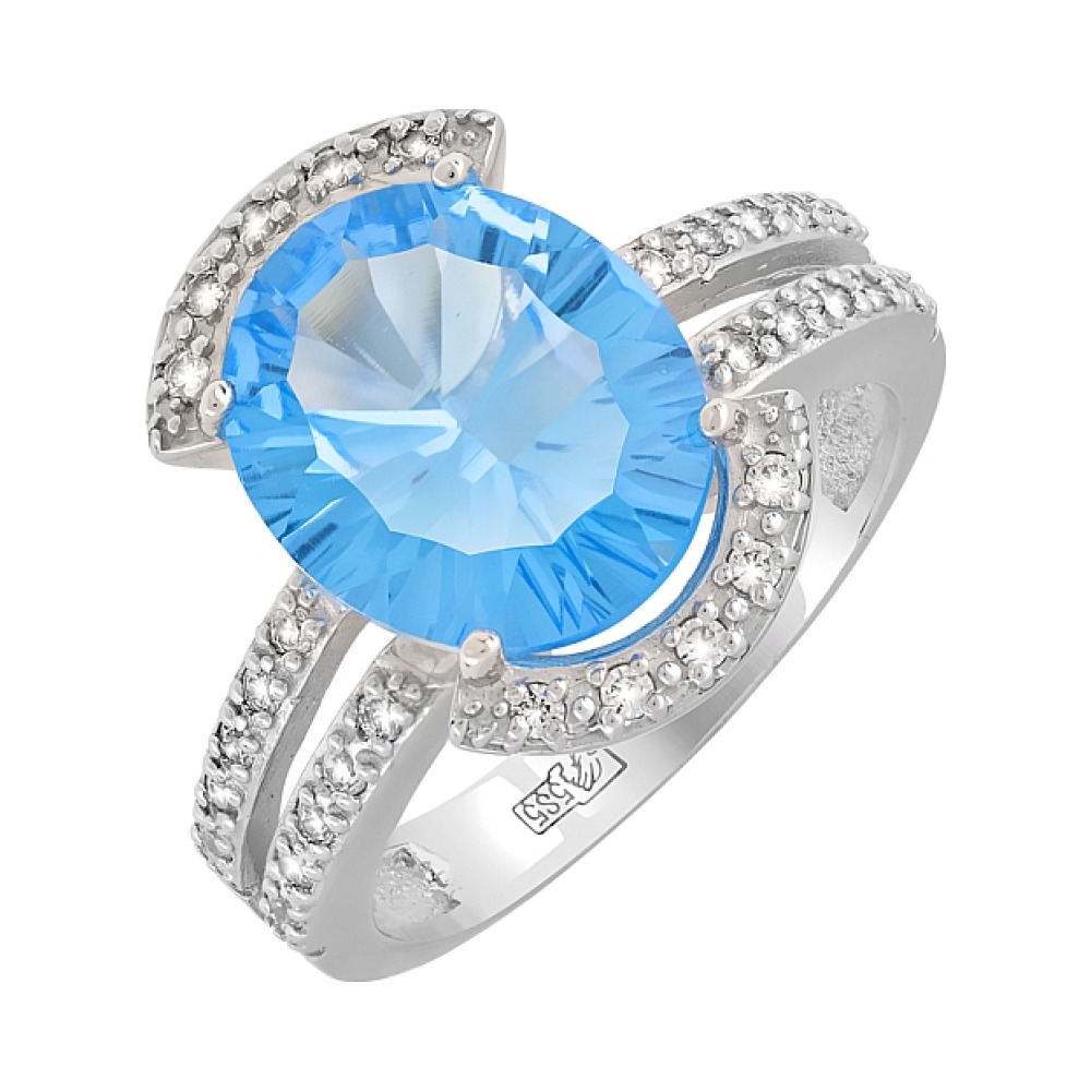 Золотое кольцо с топазом и фианитом № 99665