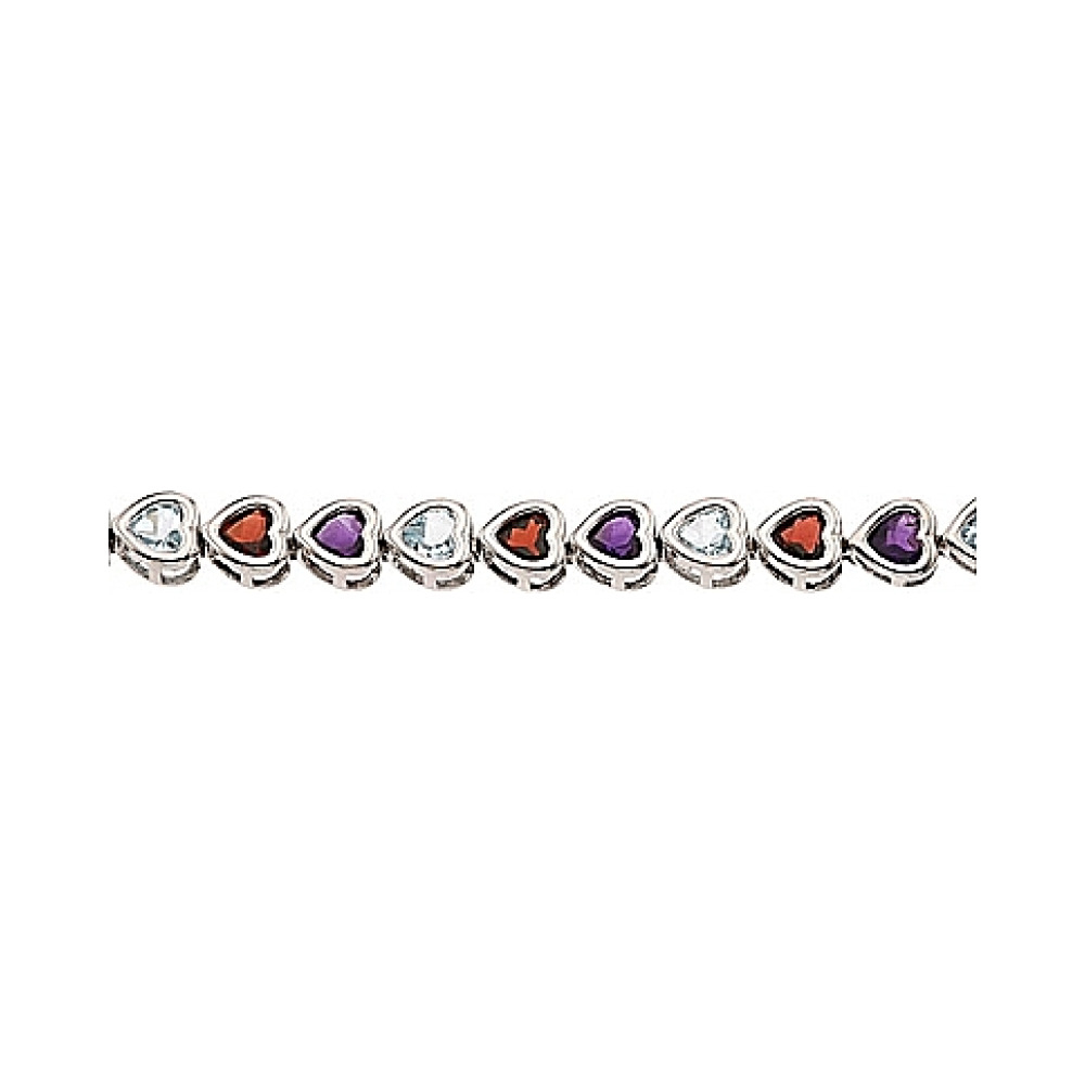 Серебряный браслет с гранатом, топазом и аметистом № 33730