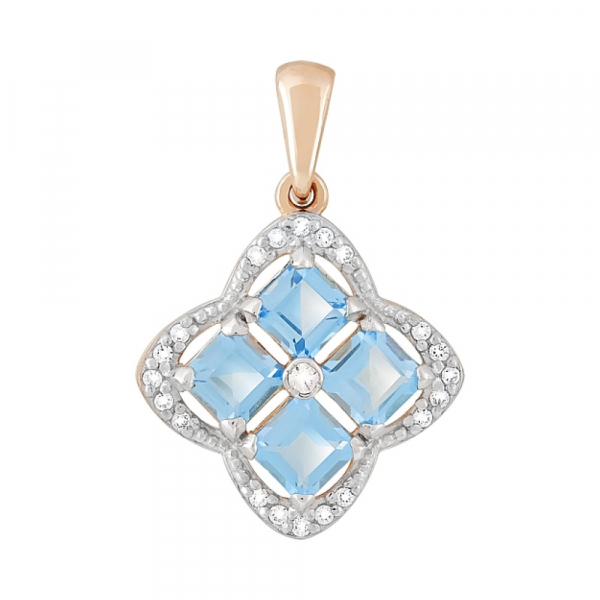 Золотая подвеска с топазом и фианитом № 118942