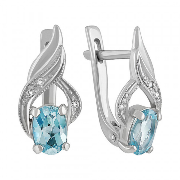 Серебряные серьги с топазом и фианитом № 130221