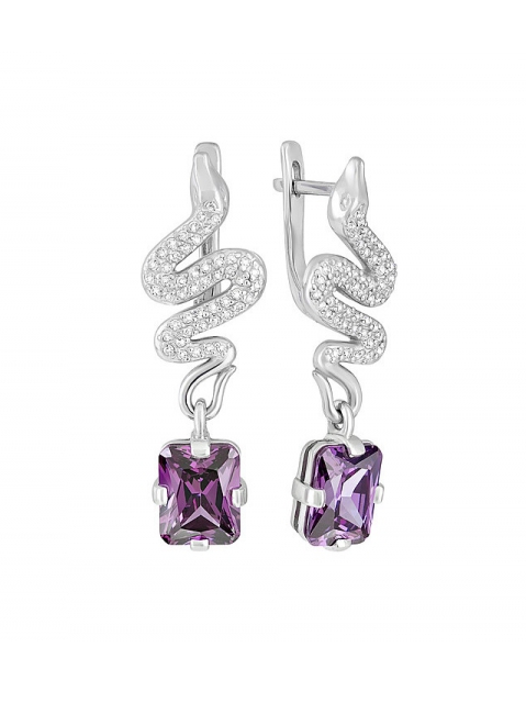 Серебряные серьги с фианитом № 128139