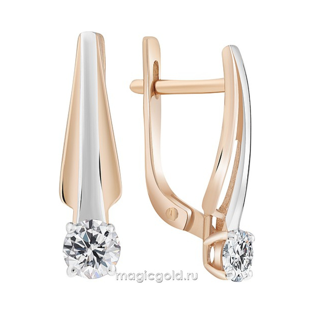 Золотые серьги с фианитом № 173387