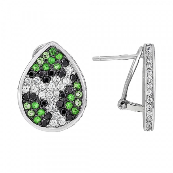 Серебряные серьги с фианитом № 115621