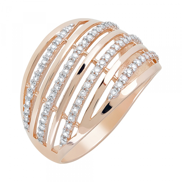 Золотое кольцо с фианитами № 123387