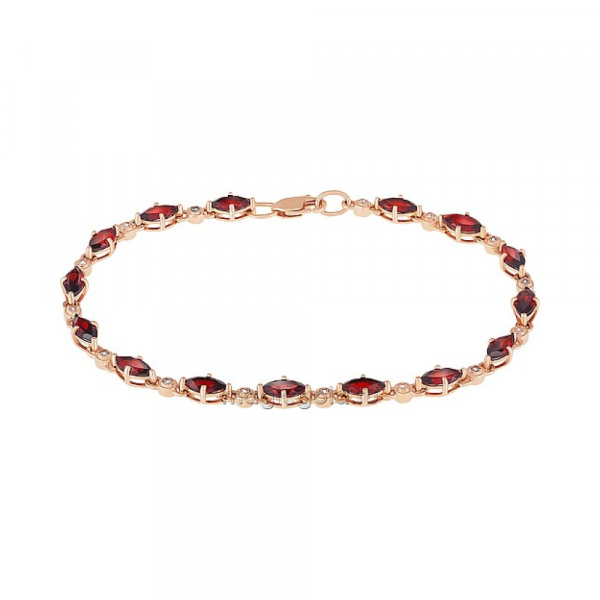 Золотой браслет с гранатом и фианитом № 163540